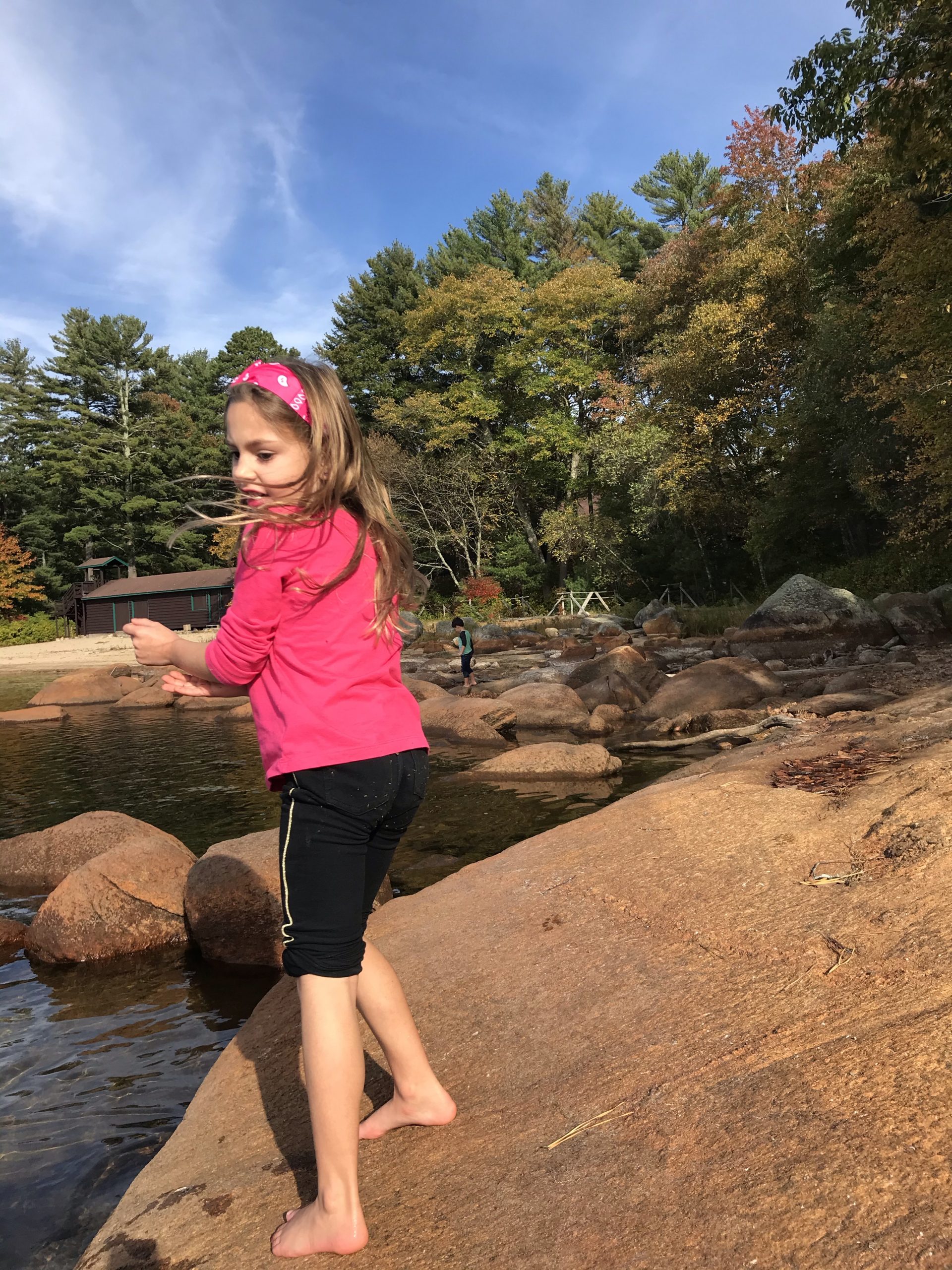 Yawgoog Pond with kids in Rockville, Rhode Island hiking trails