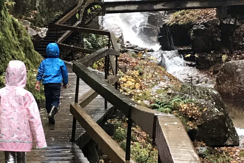 kids are happy to explore this hiking path part of Franconis Notch state park in New Hampshire