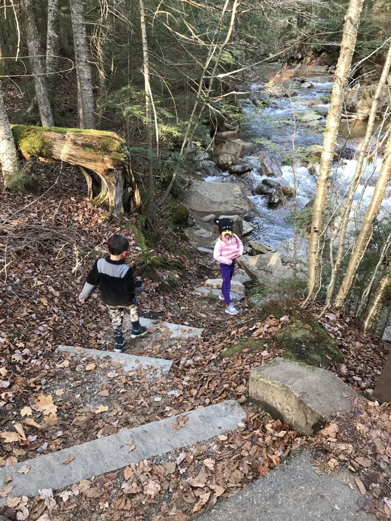 The Basin with kids in Lincoln New Hampshire Franconia Notch Park