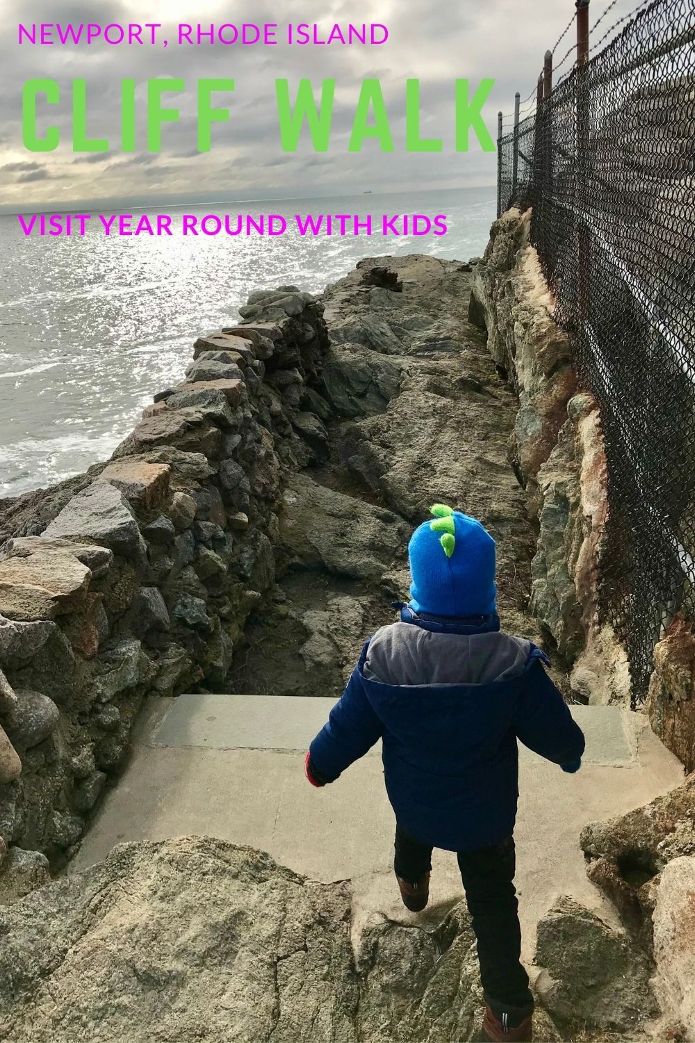kids hike the Cliff Walk in Newport, Rhode Island 