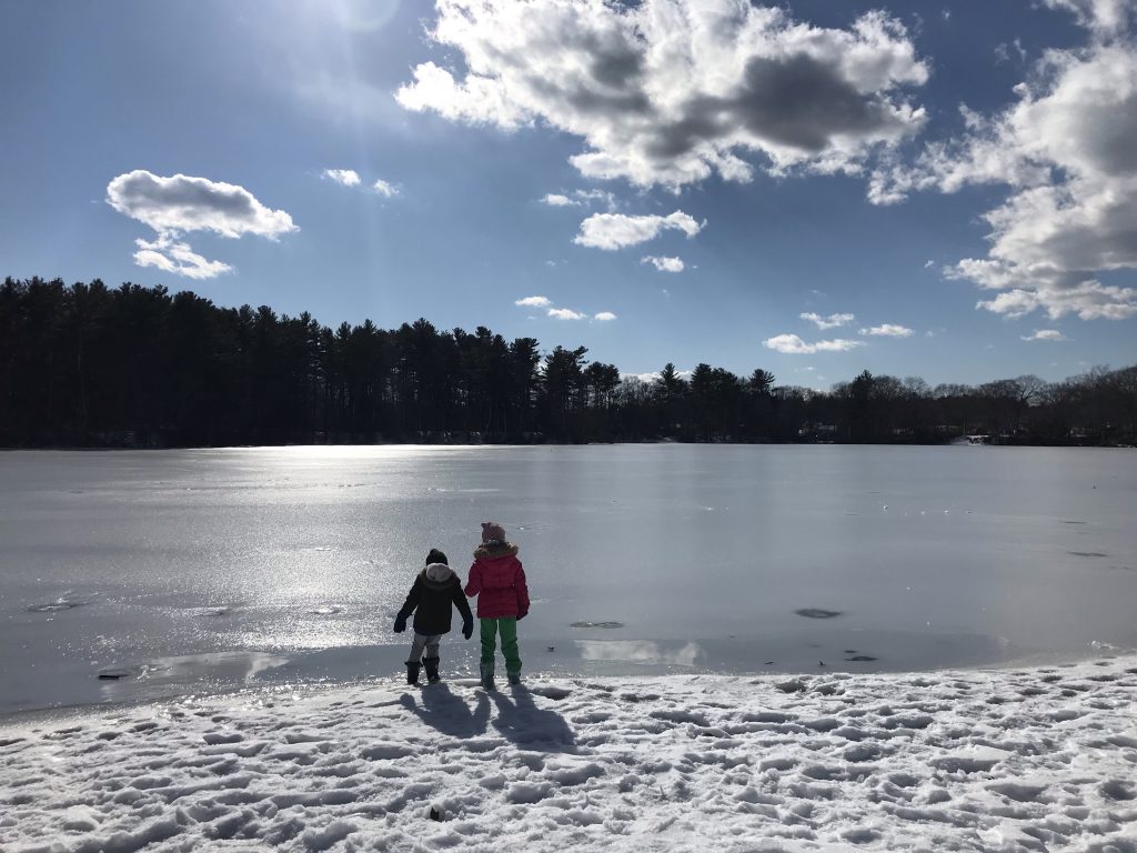 Houghton's Pond Hiking trail with kids in Milton, MA