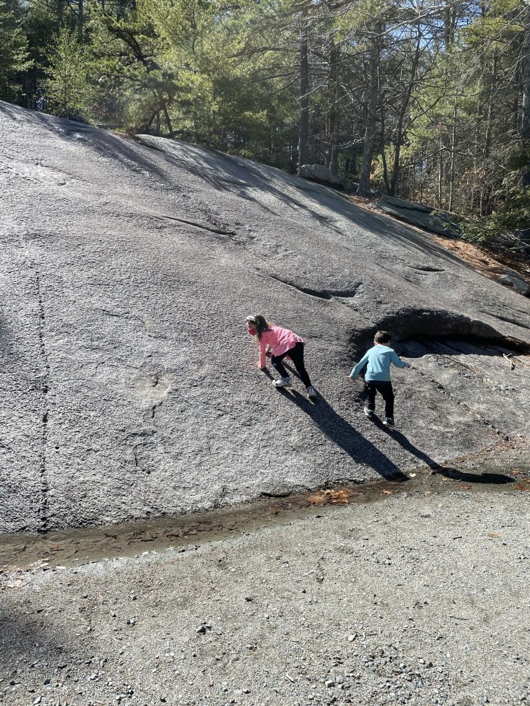 Purgatory Chasm with kids in Sutton, Massachusetts