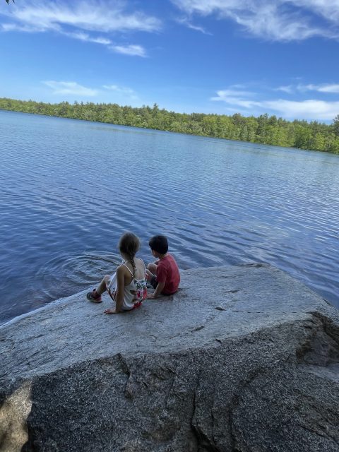 Carr Pond and Tarbox Pond in West Greenwich, Rhode Island with kids
