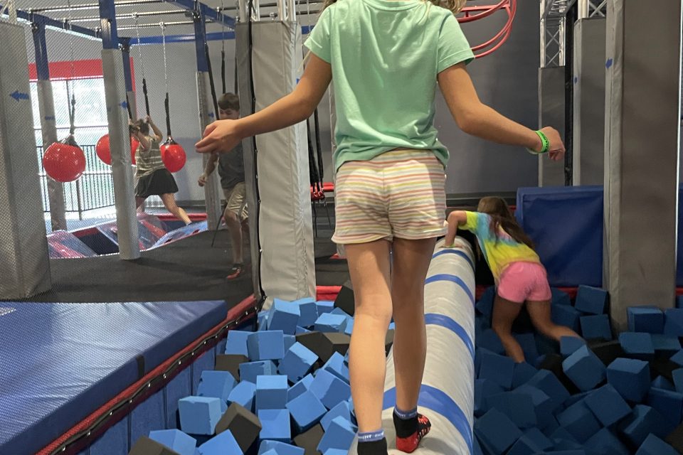 Ninja Wipeout at Supercharged Entertainment in Wrentham,MA with kids