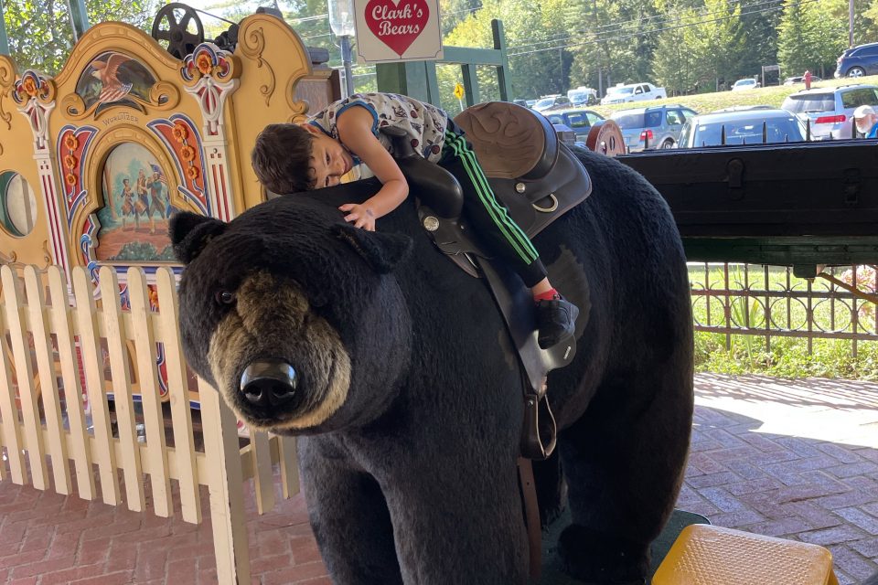 Clark's Bears Trading Post in New Hampshire with kids