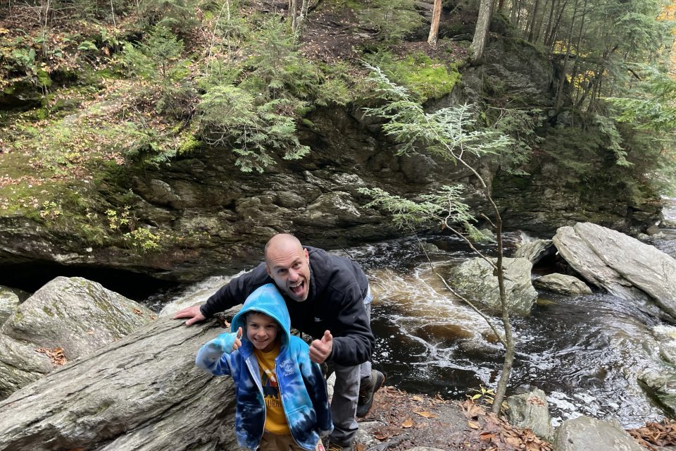 Bingham Falls in Vermont with kids