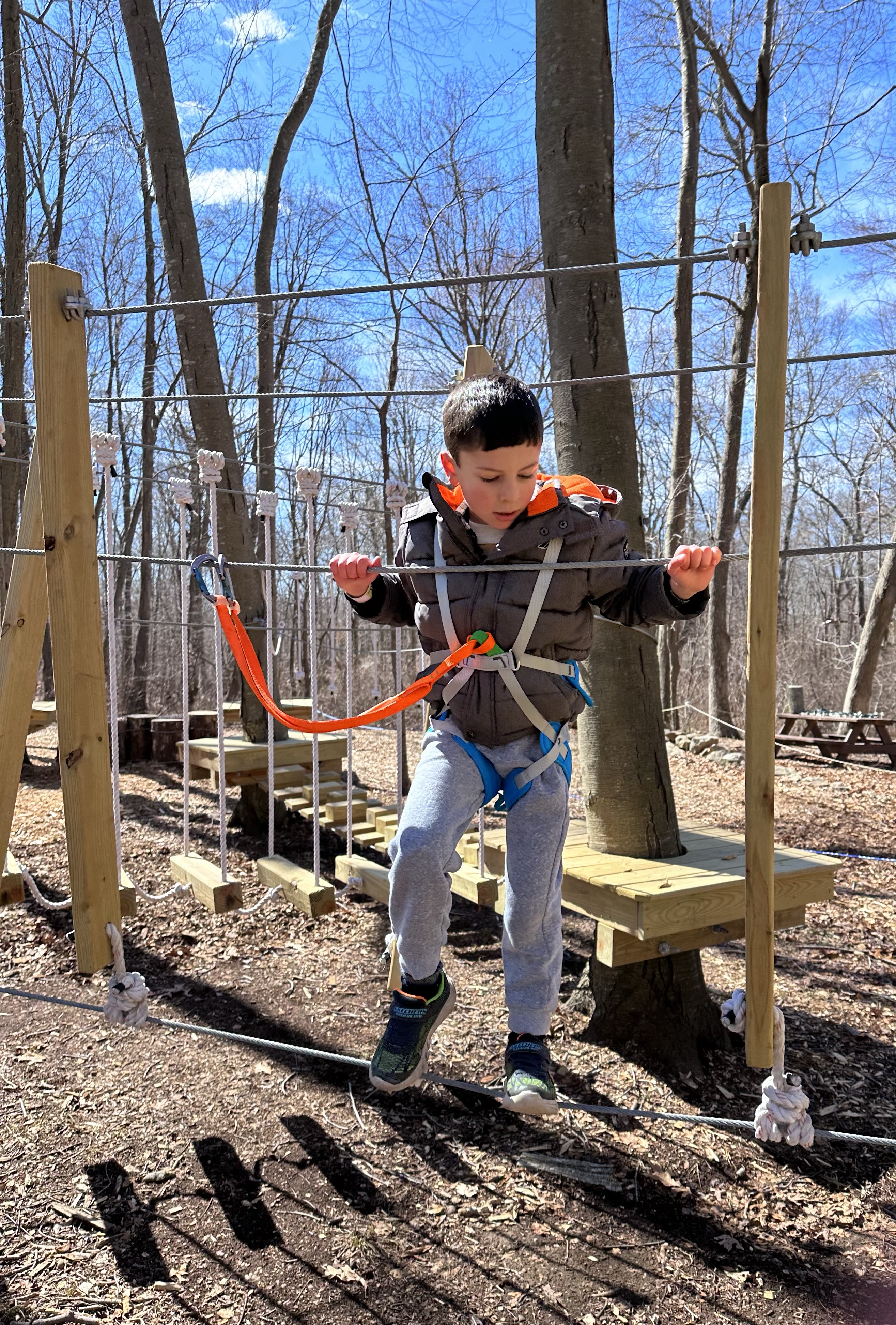 kids trails at Tree Trails adventures in Mystic Connecticut with kids